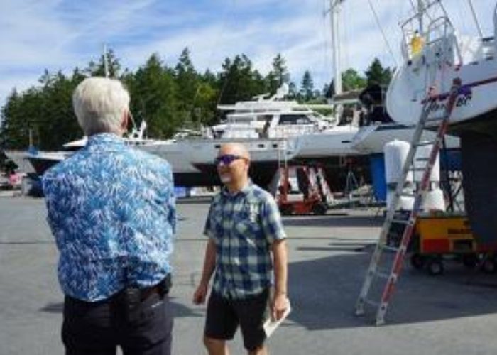 MLA Adam Olsen at Canoe Cove Championing Local Business Canoe Cove